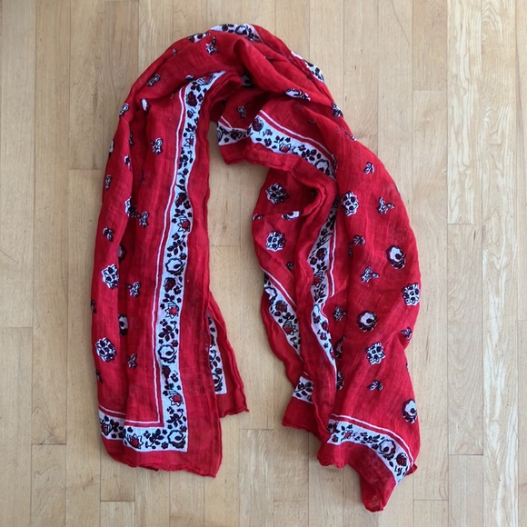 2/$20 GAP cotton linen red scarf 70” - Picture 7 of 7